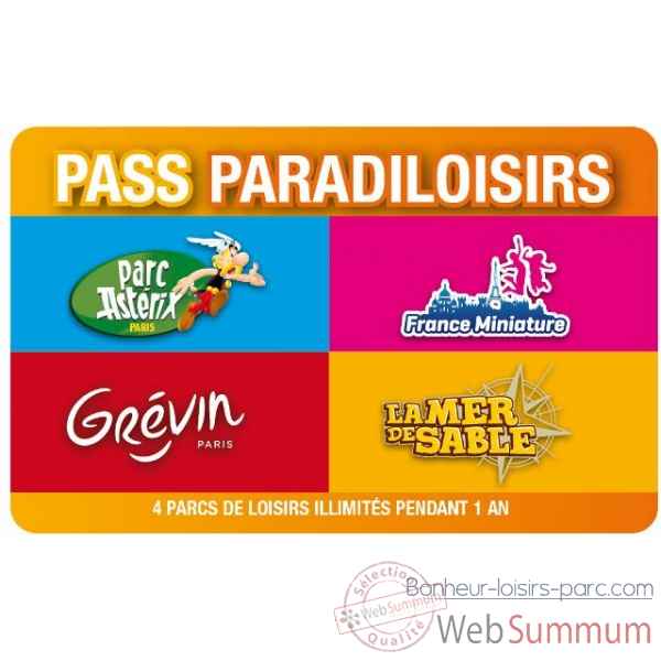 Pass Paradiloisirs - Parc Astérix-Mer de Sable -Musée Grévin-France Miniature  - Pass-Enfant Annuel
